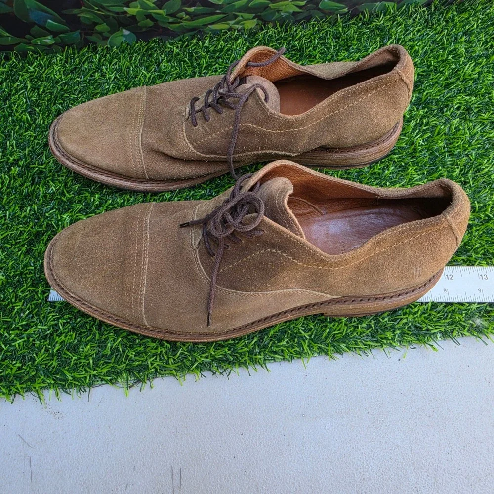 Frye James Crepe Oxford Tan Suede Cap Toe Mens Shoes 4001 D 12